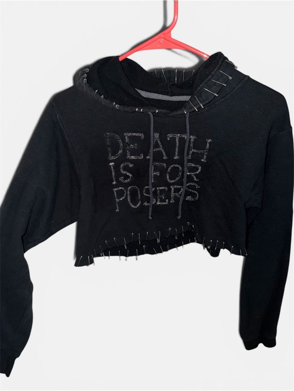 Black Cropped 'Death Is For Posers' Hoodie
